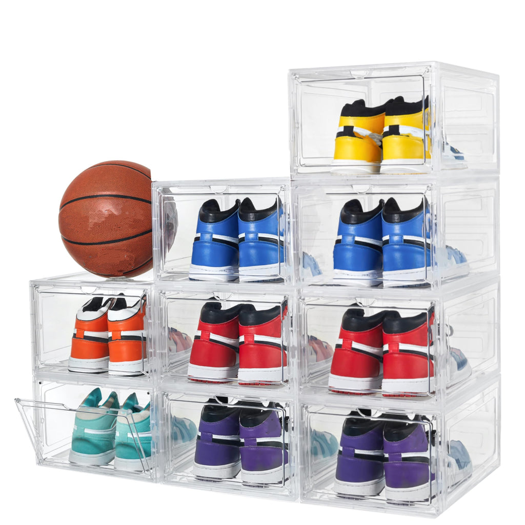 Attelite Shoe Storage Boxes Stackable Clear Shoe Organizer Cabinet,6 Pack