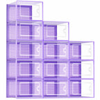 Kuject 12 Pack Large Shoe Boxes, Clear Stackable Containers with Lids,Black
