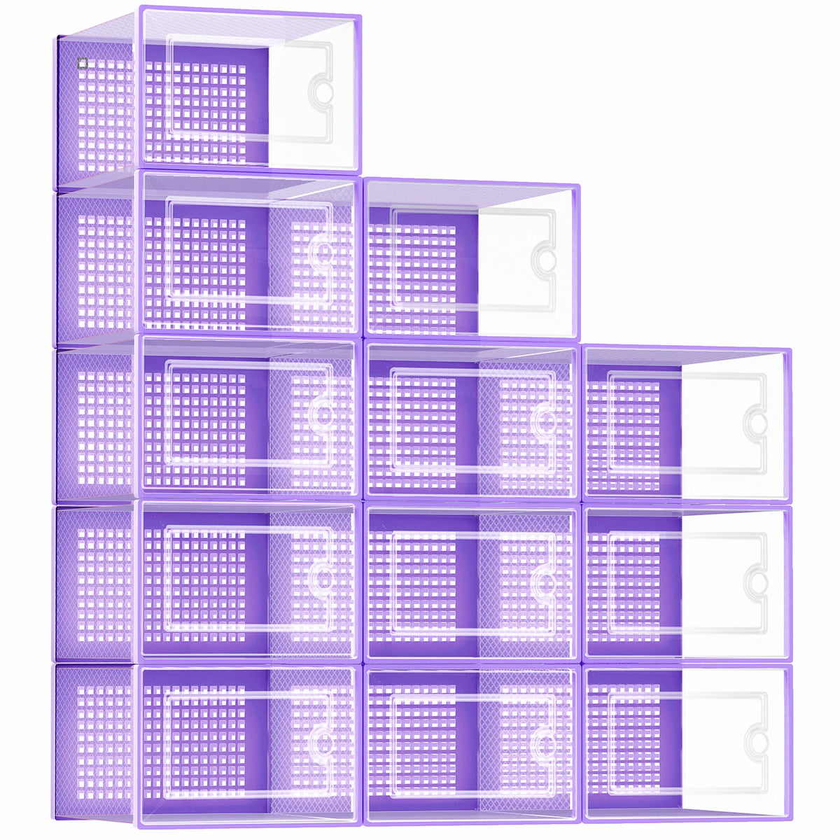 Kuject 12 Pack Large Shoe Boxes, Clear Stackable Containers with Lids,Black