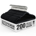 Our Modern Space 100 Pack Velvet Hanger for Shirt Pants Dresses Skirts Suits Jackets - Slim Space Saving Design - Standard Coat Hanger - Sturdy & Durable Design with Shoulder Grooves Hook