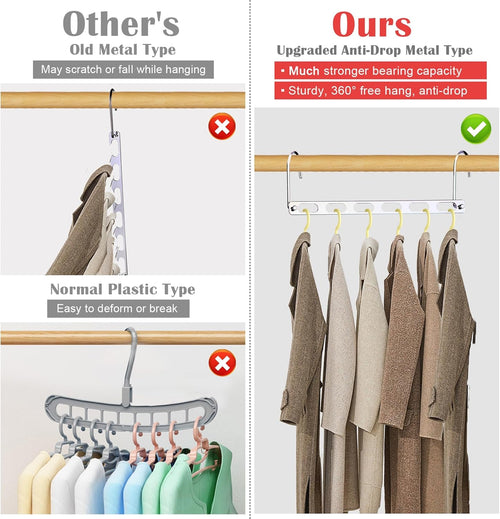 12 Pack Space Saving Hangers for Clothes: Collapsible Metal Hanger