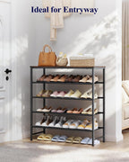 Kitsure 5-Tier Shoe Rack with Wooden Top, 29.5" x 11.4" x 31.1", Brown