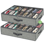 homyfort Under Bed Shoe Storage Organizer for Closet Fits 24 Pairs-Sturdy Underbed Shoe Storage Box Bins,Set of 2 (Linen-like Black)