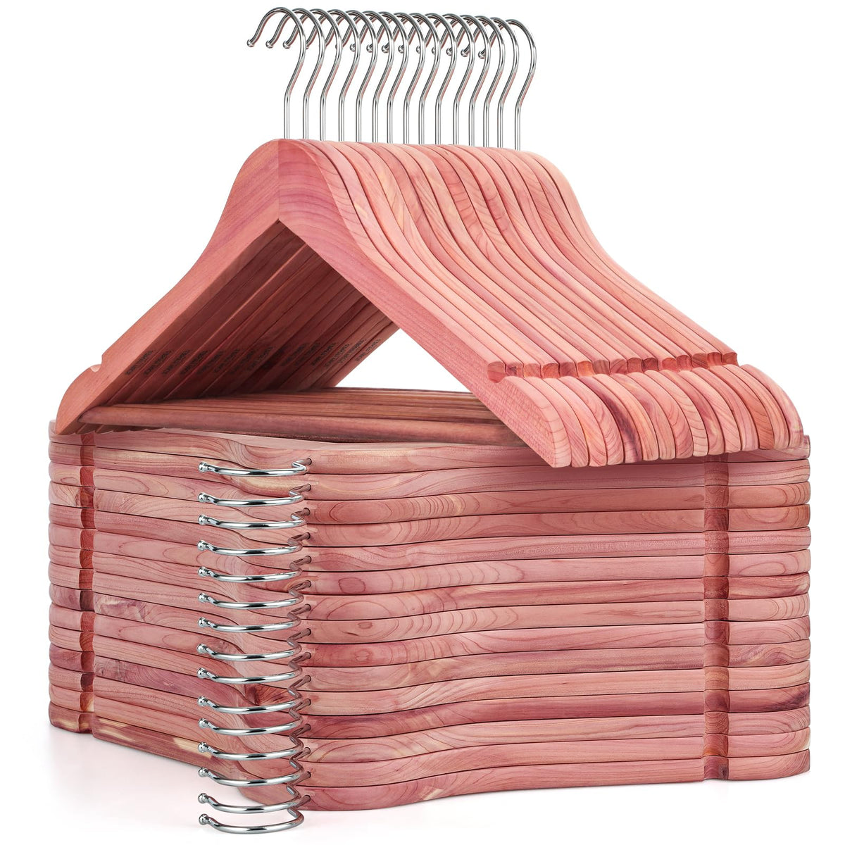 TOPIA HANGER American Red Cedar Wooden Clothes Hangers for Closet 30 Pack