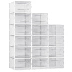 Foluck X-Large 15 Pack Shoe Storage Organizer Box Clear Plastic Stackable