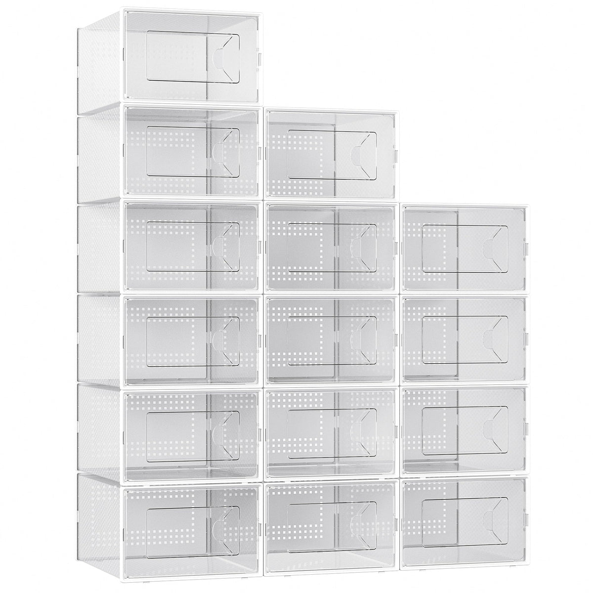 Foluck X-Large 15 Pack Shoe Storage Organizer Box Clear Plastic Stackable