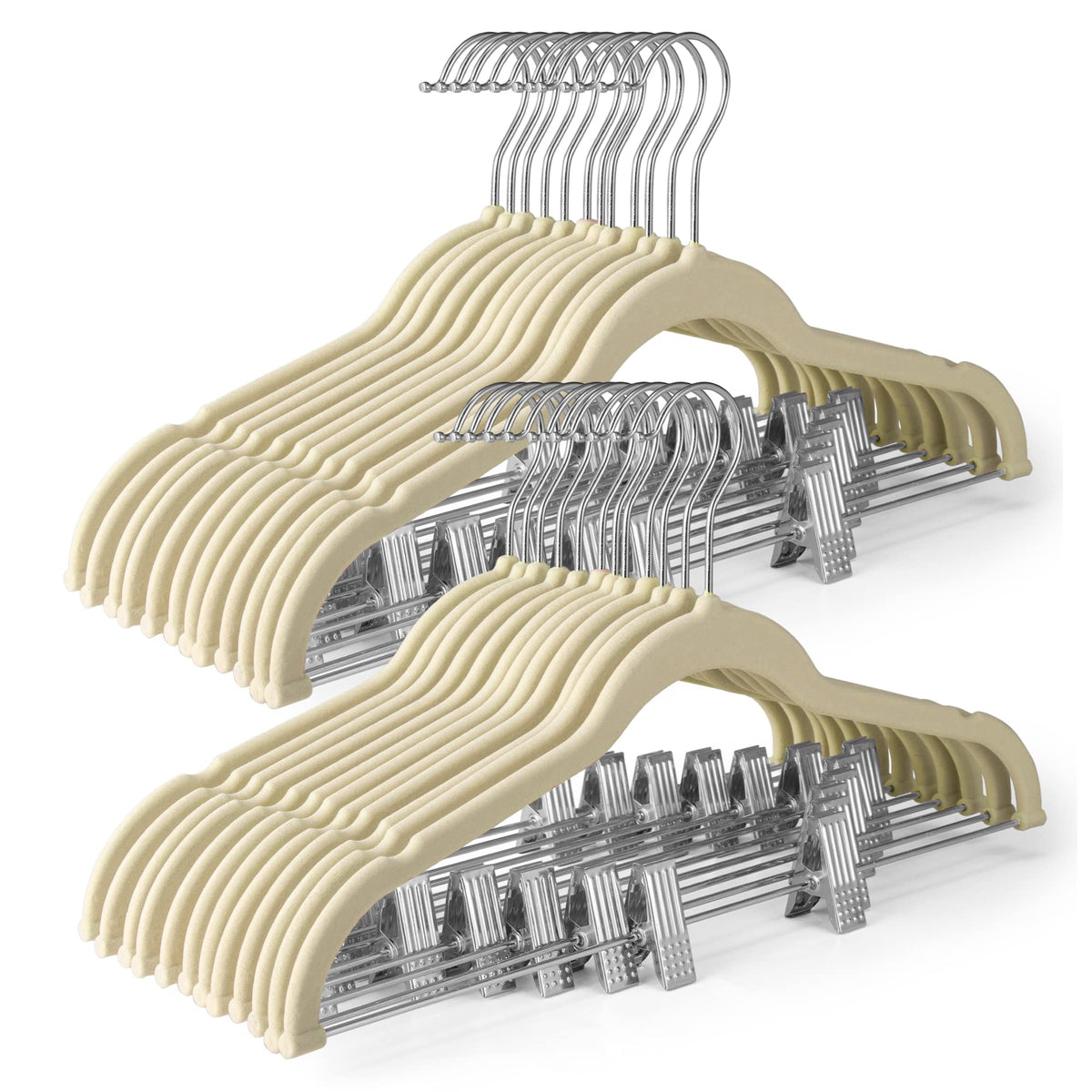 HOUSE DAY Skirt Hangers 24 Pack, Velvet Pants Hangers with Adjustable Clips