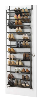Whitmor 36 Pair Over the Door Shoe Organizer, 12 Tier Hanging Shoe Organizer, Heavy Duty Metal & Mesh Shoe Holder, Hanging Shoe Rack for Closet Storage, 74"H x 21.7"W x 7.5"D, Gunmetal Gray