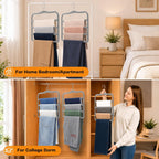 Velvet Pants Hangers Space Saving, 2-Pack Multi-Tier Closet Organizers,Grey