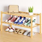 Smiry Bamboo Shoe Rack, 12 Vertical Slats, 3 Tier - 26.8" Wide, Natural