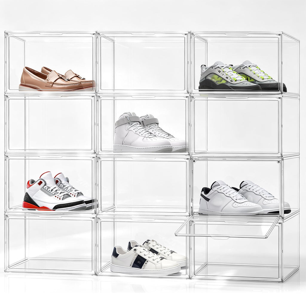 Heavy Duty Acrylic-Look Shoe Box, Size 14, Stack Everyday Footwear Storage