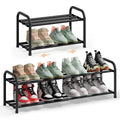 SONGMICS Expandable Shoe Rack, 3-Tier Shoe Organizer, Holds 6-12 Pairs