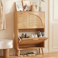 VEVOR Shoe Cabinet with 2 Flip Drawers, Shoe Storage Cabinet for Entryway, Free Standing Shoe Storage Organizer with Rattan Doors for Heels, Boots, Slippers in Hallway, Living Room