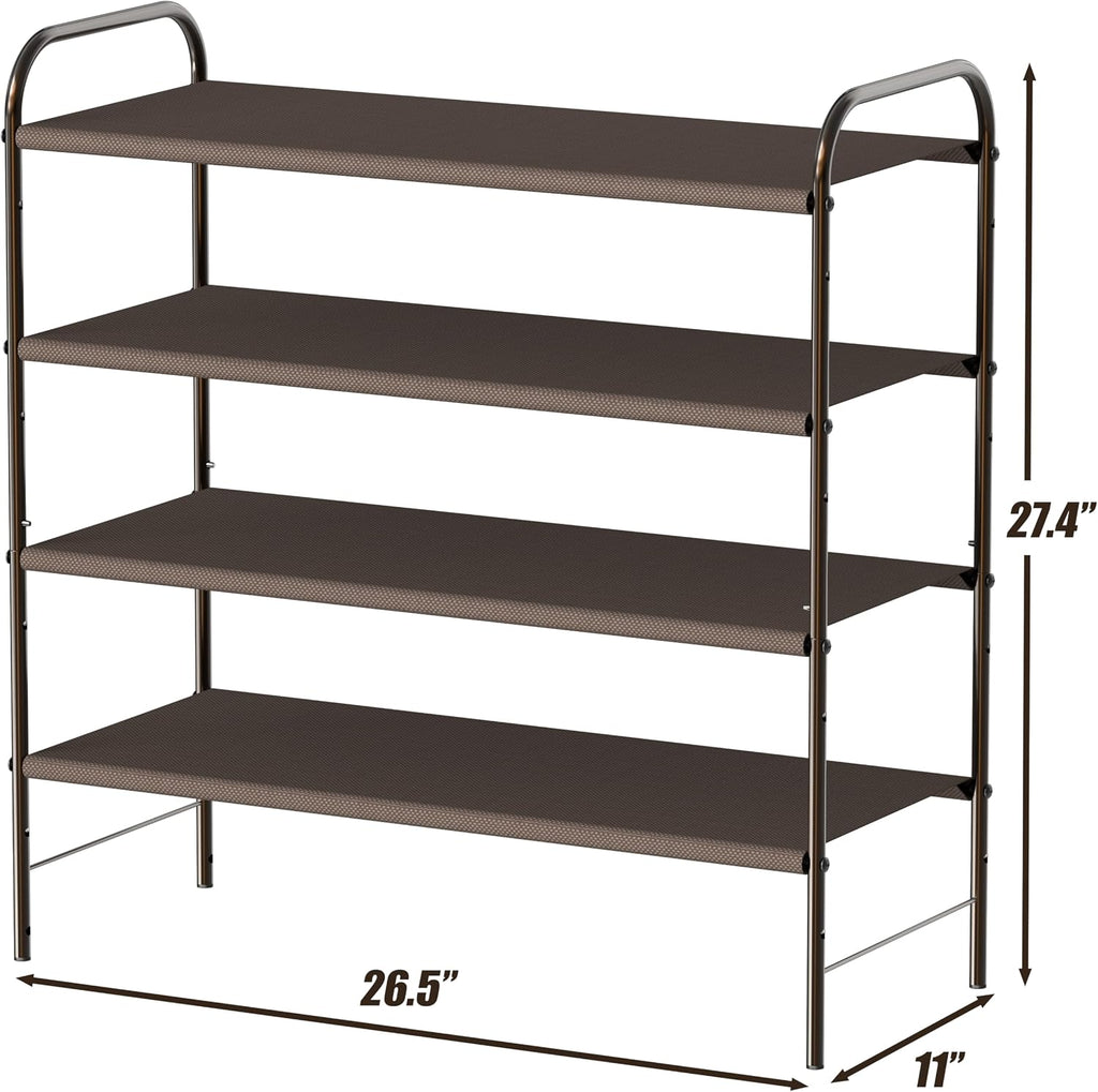 Simple Houseware 4-Tier Shoe Rack Storage Organizer, 12-20 Pair, Bronze
