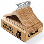 Wooden Hangers 20 Pack,Clothes Hanger for Daily Used,Coat Hanger for Closet,Heavy Duty Wood Hangers for Suit, Shirts, Jackets, Dress, Pant (Walnut)