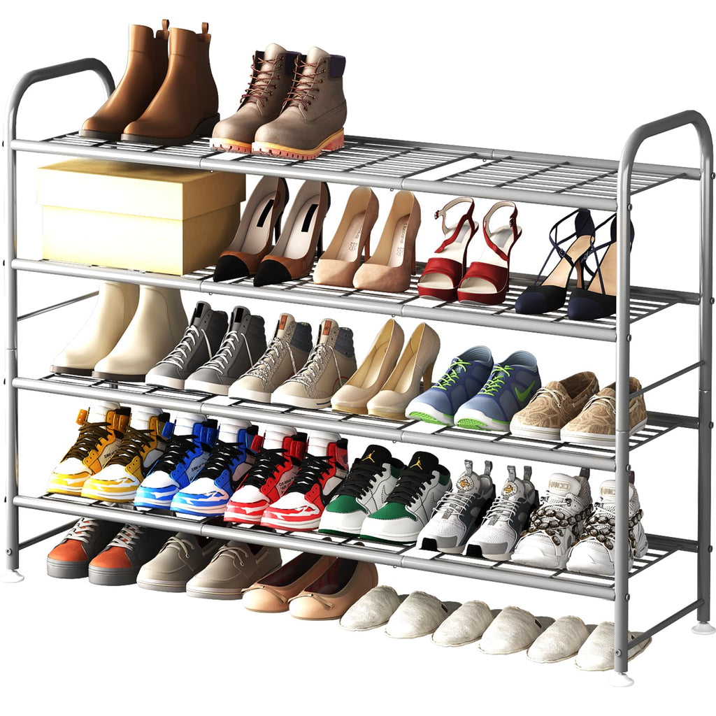 LINZINAR 3 Tier Long Shoe Rack for Closet Metal Shoe Organizer for Entryway