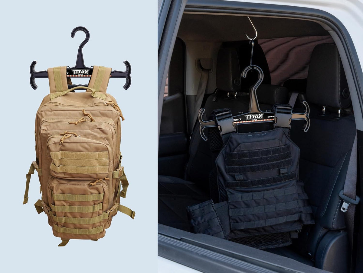 HICE - Titan Vest Hanger | Original Heavy Duty Plate Carrier & Body Armor Hanger | 200 lb Load Capacity | Durable High Impact Resin | for Police, Military, Scuba & Tactical Gear (Black)
