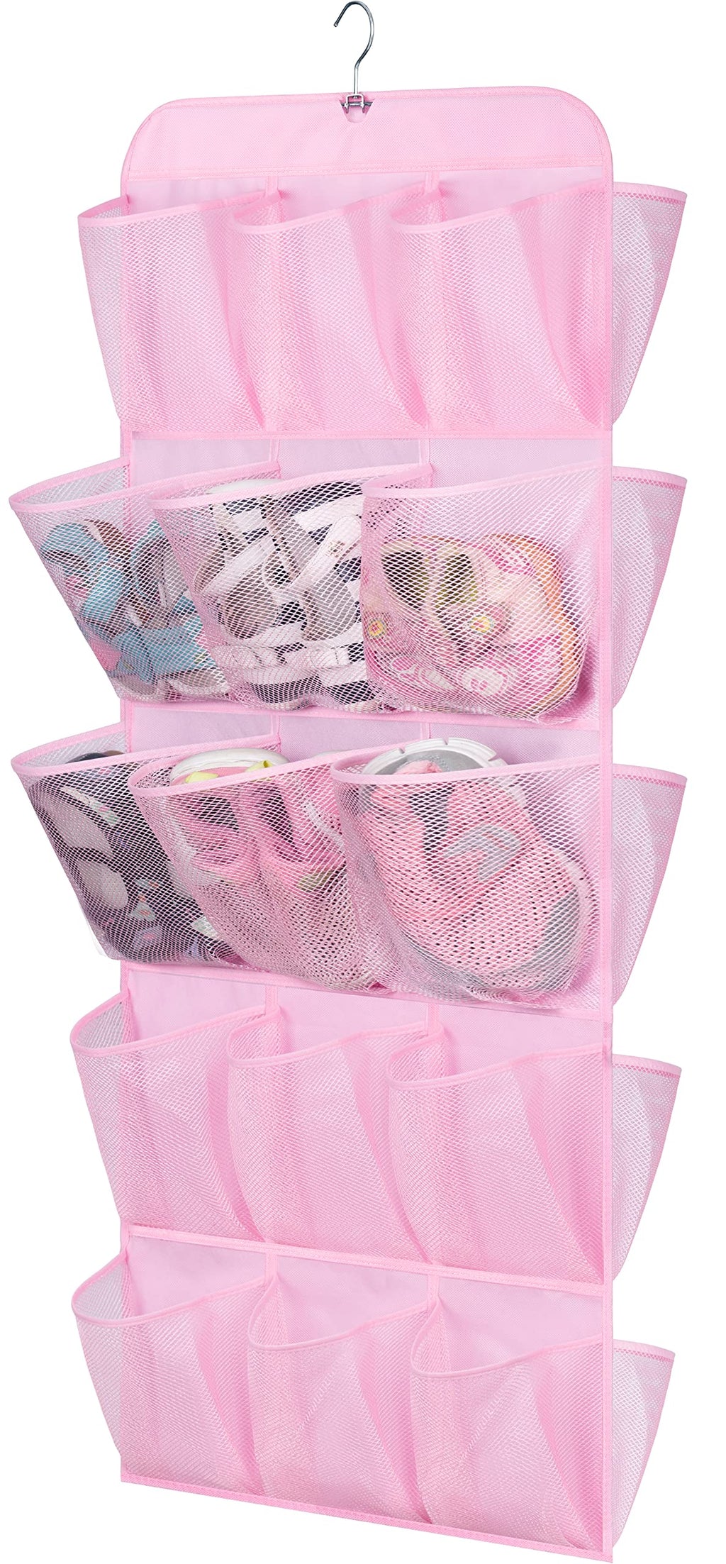 MISSLO 30 Large Pockets Dual Sided Hanging Shoe Organizer for Closet with Rotating Hanger Hanging Shoe Shelves, Grey