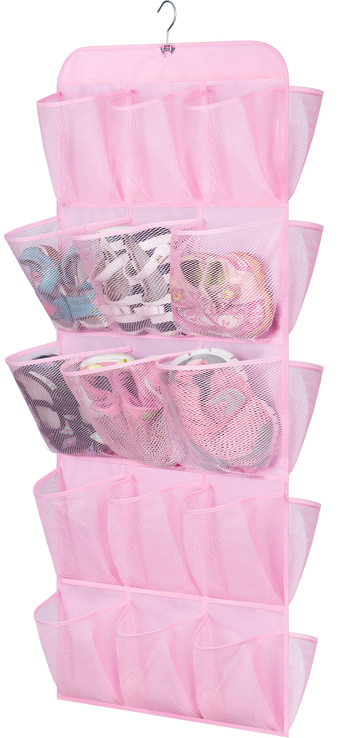 MISSLO 30 Large Pockets Dual Sided Hanging Shoe Organizer for Closet with Rotating Hanger Hanging Shoe Shelves, Grey