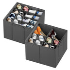 SpaceAid Shoe Organizer for Closet, 2 Pack Foldable Shoe Storage Containers Baskets Boxes Bins w/Adjustable Dividers, Fits 16-32 Pairs, Black