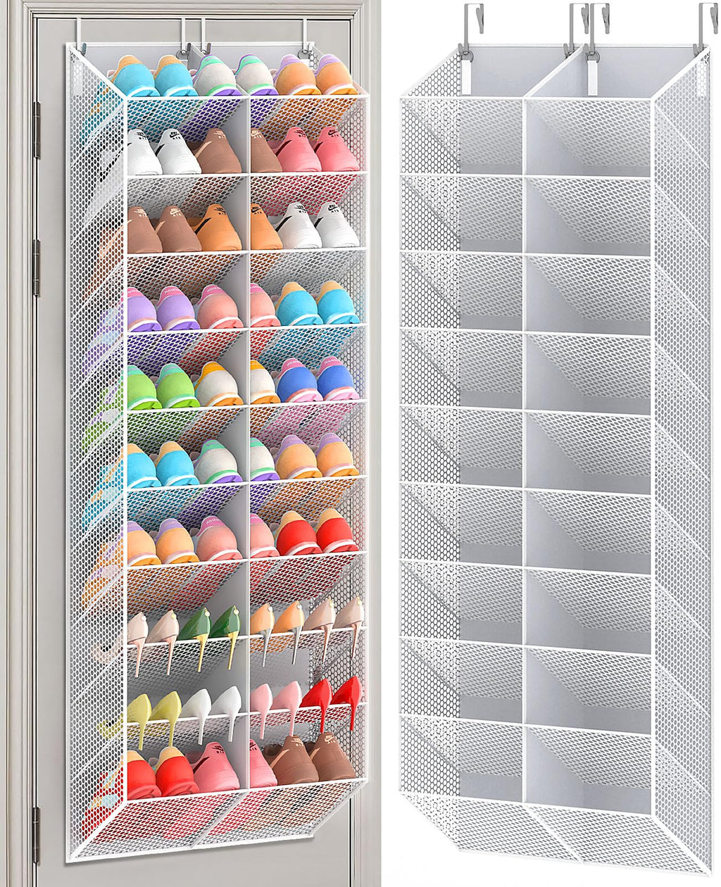 UVIAHOMI Over the Door Shoe Organizer for 20-30 Pairs, 10-Tier, Black