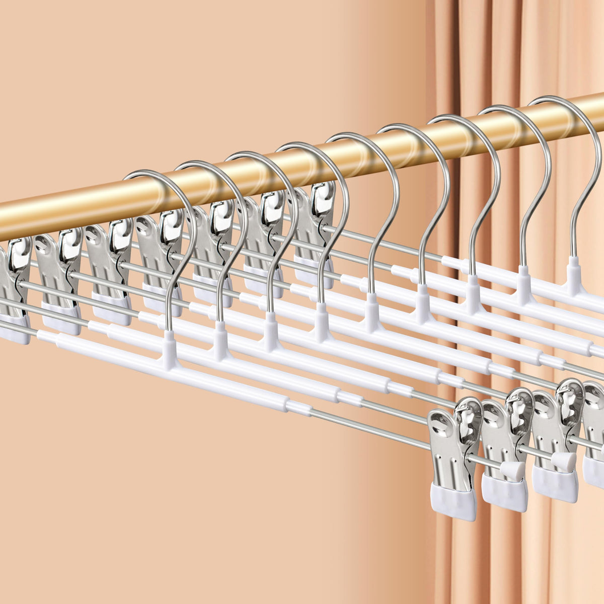 Pants Hangers with Clips Skirt Hangers 12 Inch 20 Pack, Black