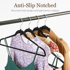 Velvet Hangers 50 Pack, 17.5" Non-Slip Clothes Hangers, Black
