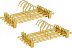 Amber Home 10 Pack Matte Gold Aluminum Pants Hangers, Metal Skirt Hangers