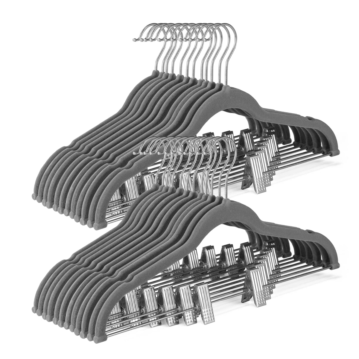 HOUSE DAY Skirt Hangers 24 Pack, Velvet Pants Hangers with Adjustable Clips
