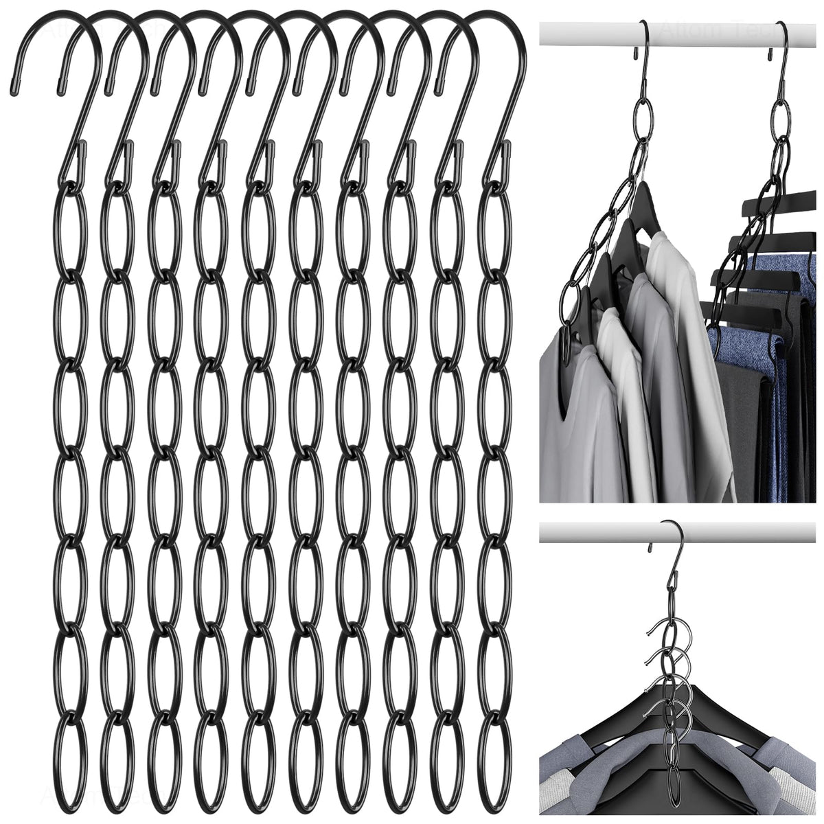 NiHome Space Saving Hangers 10-Pack, Metal Closet Organizer with Safety Cap