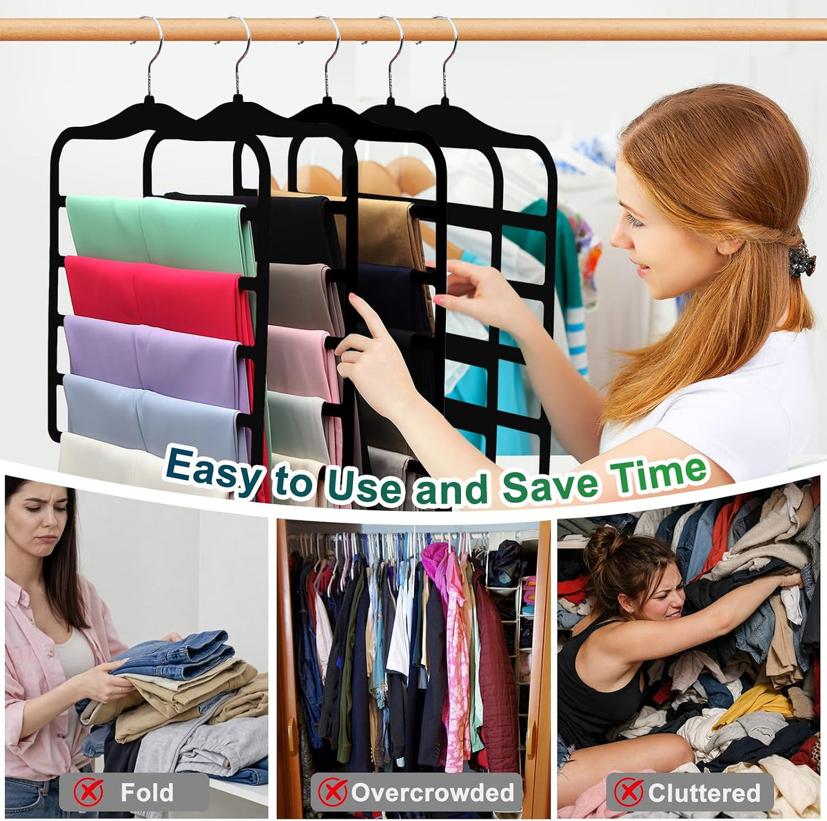 Closet Organizers and Storage, 3 Pack Velvet Pants-Hangers-Space-Saving