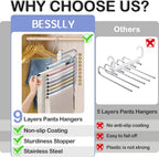 9 Layers Pants Hangers Space Saving Non-Slip Closet Organizer 2 Pack