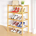 Smiry Bamboo Shoe Rack, 12 Vertical Slats, 3 Tier - 26.8" Wide, Natural