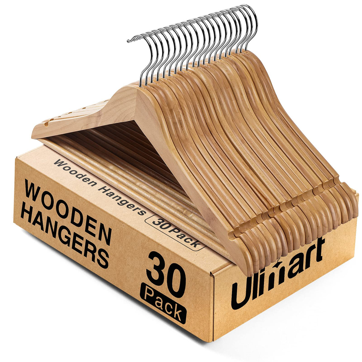Wooden Hangers 20 Pack,Clothes Hanger for Daily Used,Coat Hanger for Closet,Heavy Duty Wood Hangers for Suit, Shirts, Jackets, Dress, Pant (Walnut)