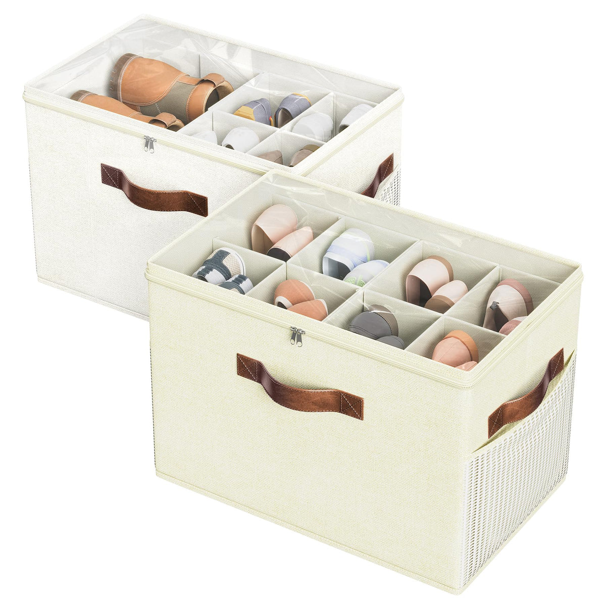 2 Pack Shoe Organizer for Closet, Foldable Shoe Storage with Adjustable