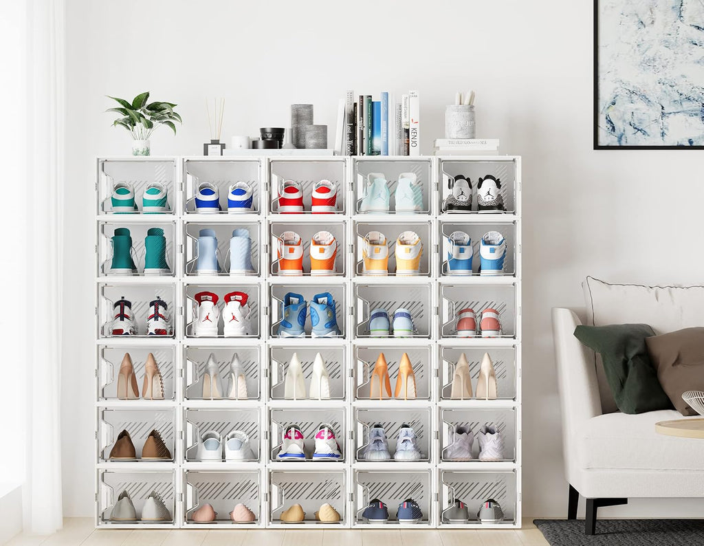 SIMPDIY XL Clear Shoe Storage Boxes, Stackable Shoe Organizer for Closet