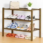 Smiry Bamboo Shoe Rack, 12 Vertical Slats, 3 Tier - 26.8" Wide, Natural