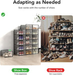 Foluck X-Large 15 Pack Shoe Storage Organizer Box Clear Plastic Stackable