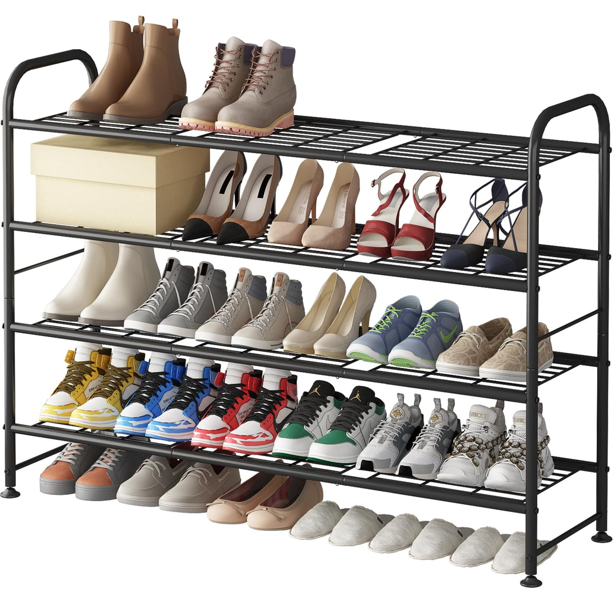 LINZINAR 3 Tier Long Shoe Rack for Closet Metal Shoe Organizer for Entryway