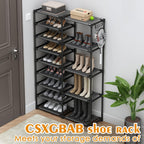 CSXGBAB 9-Tier Shoe Rack Organizer, Tall Garage Shoe Rack, Boot Rack, Black