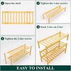 Smiry Bamboo Shoe Rack, 12 Vertical Slats, 3 Tier - 26.8" Wide, Natural
