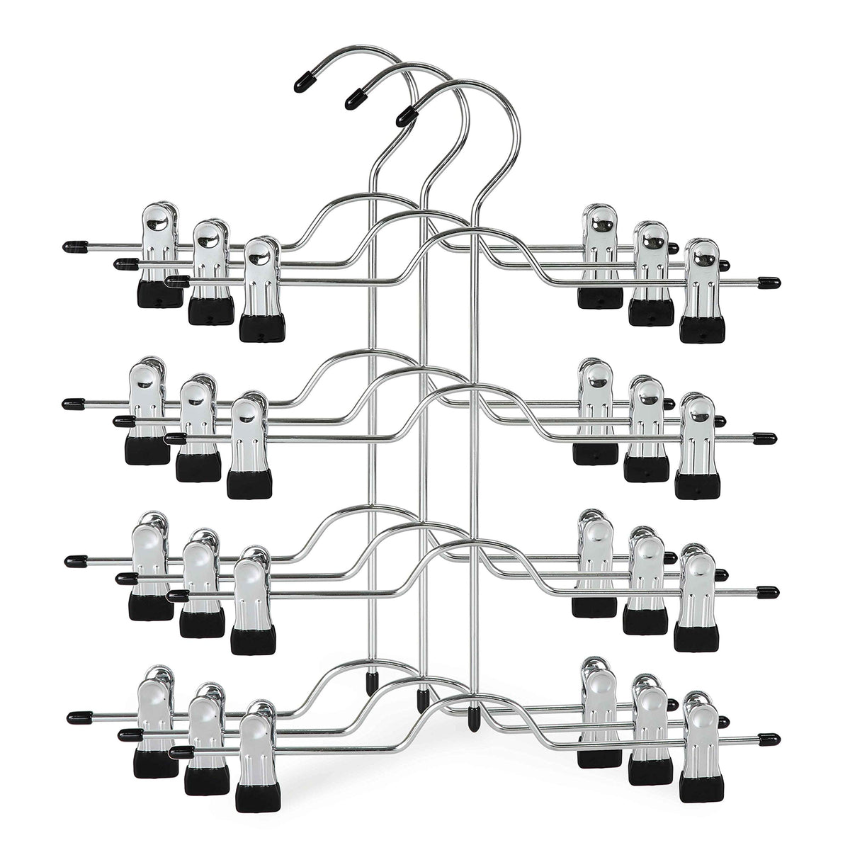 TOPIA HANGER 4 Tier Metal Skirt Hangers with Clips 80% Space Saving 2 Pack