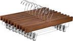 ZOBER Wooden Pants Hangers with Clips, Clothes Hangers, Natural, 10 Pack