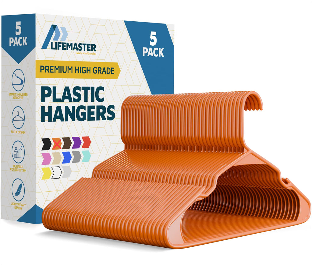 Lifemaster Plastic Clothes Hanger Set - 30 Pieces Versatile, Lightweight, Space-Saving, Non-Slip, Slim Designed, Dry and Wet Clothes Hanger Set - White