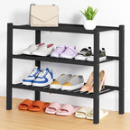 Smiry Bamboo Shoe Rack, 12 Vertical Slats, 3 Tier - 26.8" Wide, Natural