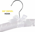 Amber Home 5 Pack Large White Satin Padded Hangers for Women Clothing 17"