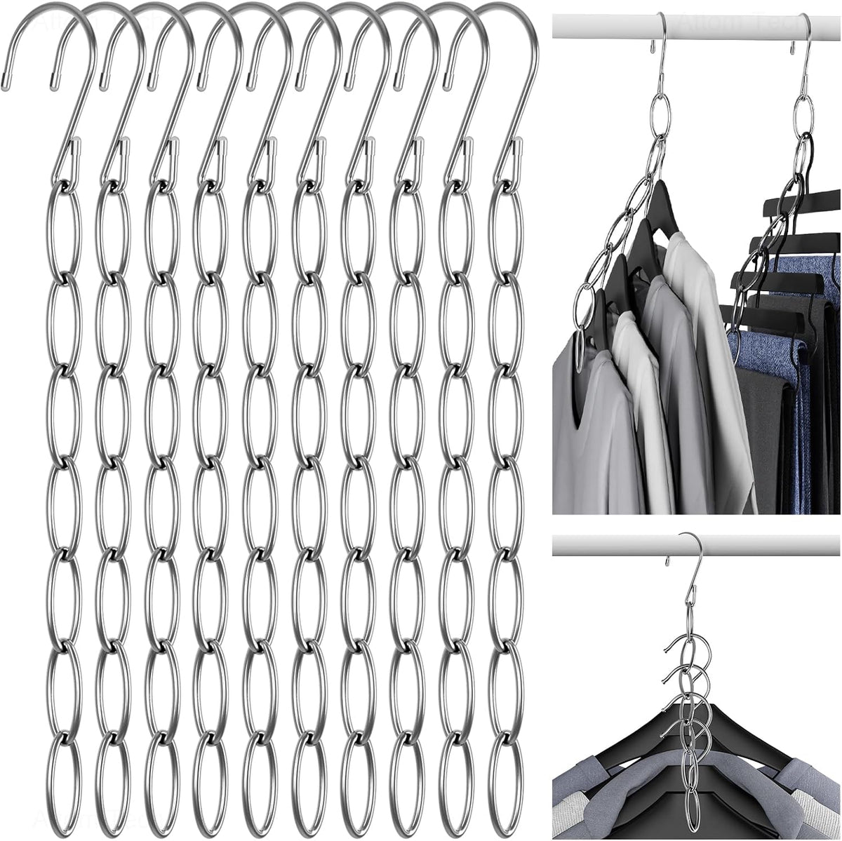 NiHome Space Saving Hangers 10-Pack, Metal Closet Organizer with Safety Cap