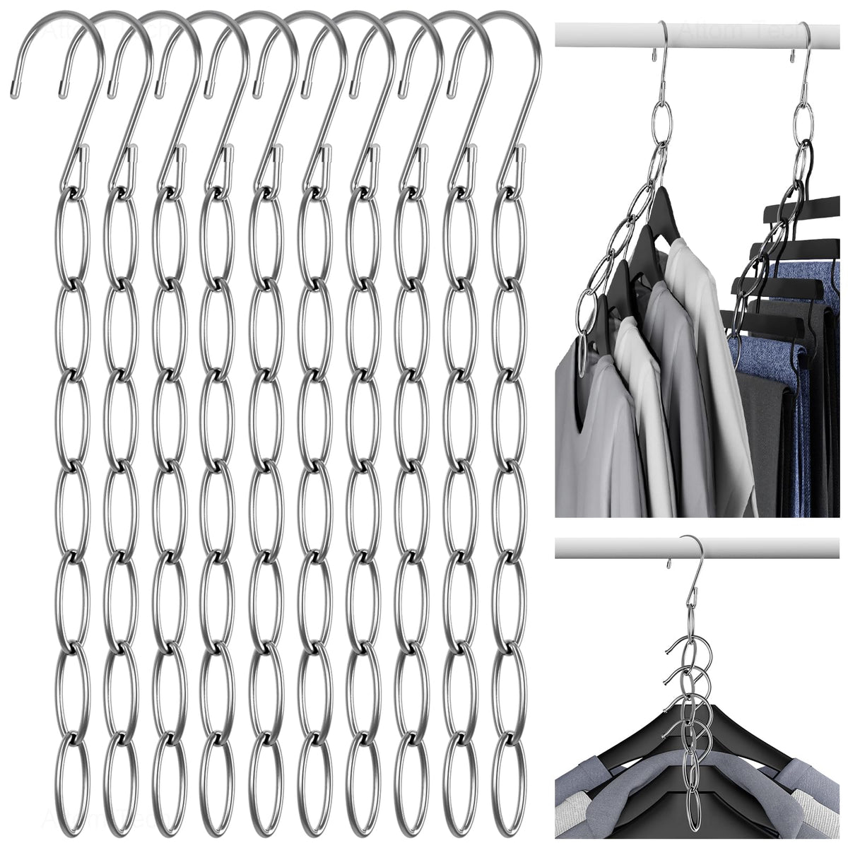 NiHome Space Saving Hangers 10-Pack, Metal Closet Organizer with Safety Cap