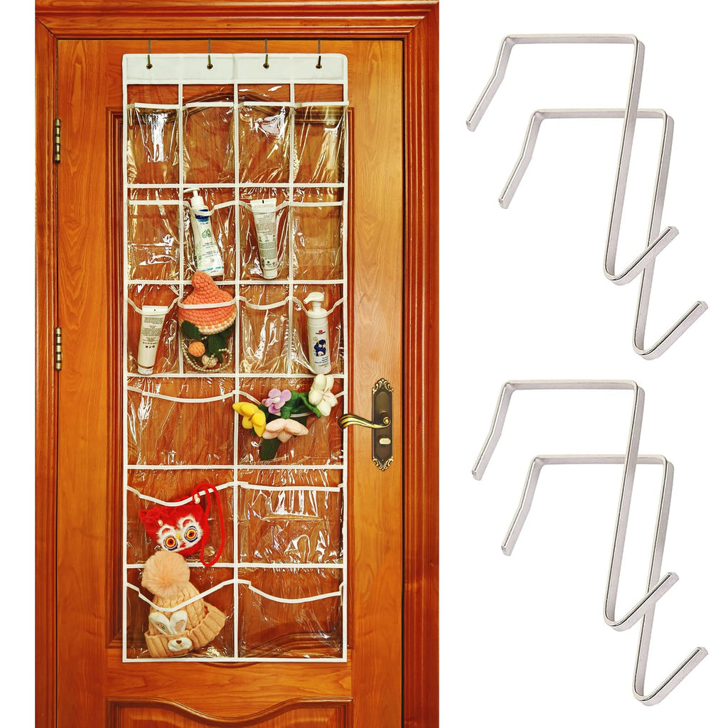 Extra Large Hanging Crystal Clear Over Door Shoe Organizers, Closet Shoe Organizer Shoe Rack Organizer Shoe Storage, 12+6Pockets, 4Hooks, white (59"x 21.6")