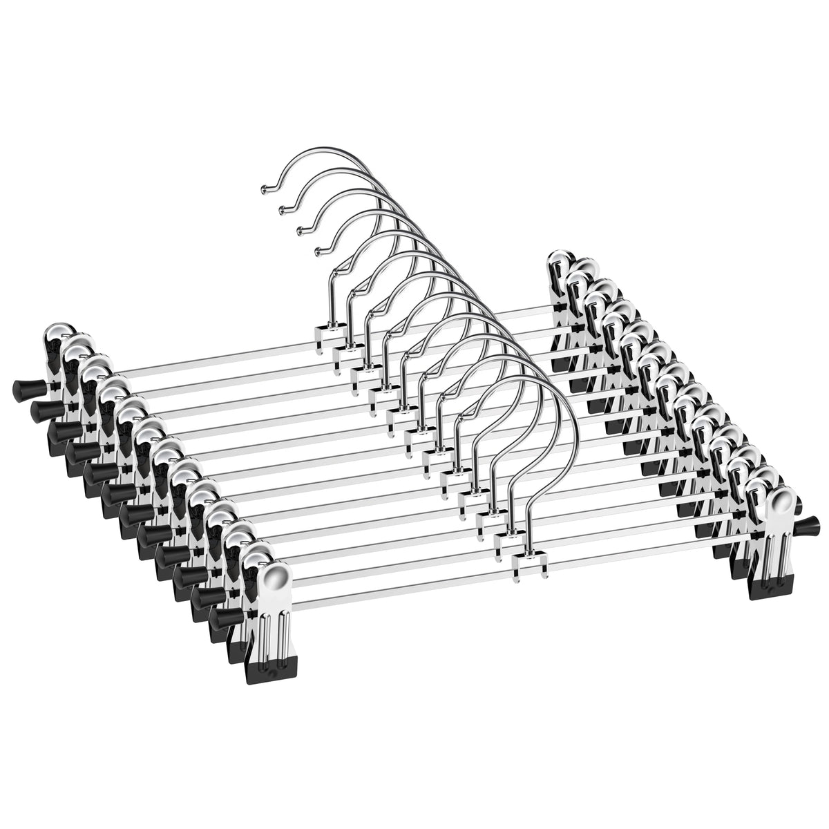 NORTHERN BROTHERS Pants Hangers - 50 Pack Skirt Hangers for Women Metal Hangers Space Saving for Trouser Shorts Coat Jean Adjustable Clip Men Kids Clothes